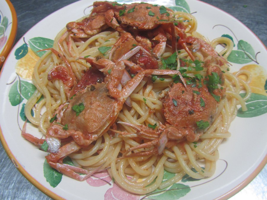 Spaghetti con granchi di mare